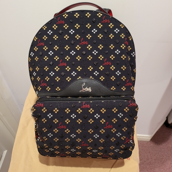 CHRISTIAN LOUBOUTIN Blackloubi Metallic Embroidered Backpack - UNISEX - Picture 3 of 8